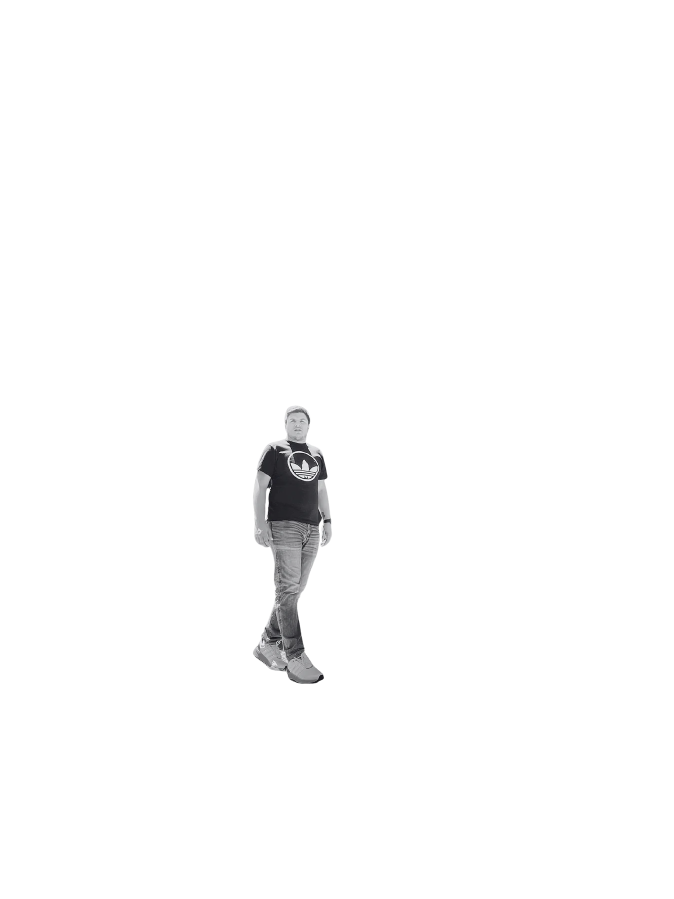 Claudio, retrato de cuerpo entero en blanco y negro